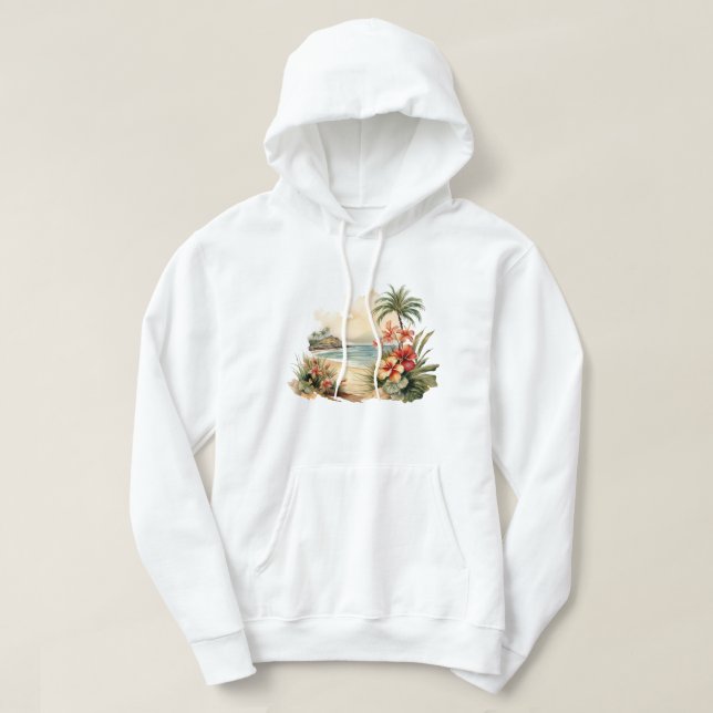 Sudadera capucha de la isla tropical (Diseño del anverso)
