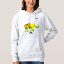 Sudadera capuchada de mujeres con elefante amarill