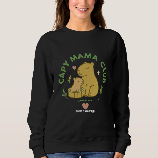 Sudadera Capy Mama Club Cute Capybara Mom and Baby Retro  (Anverso)