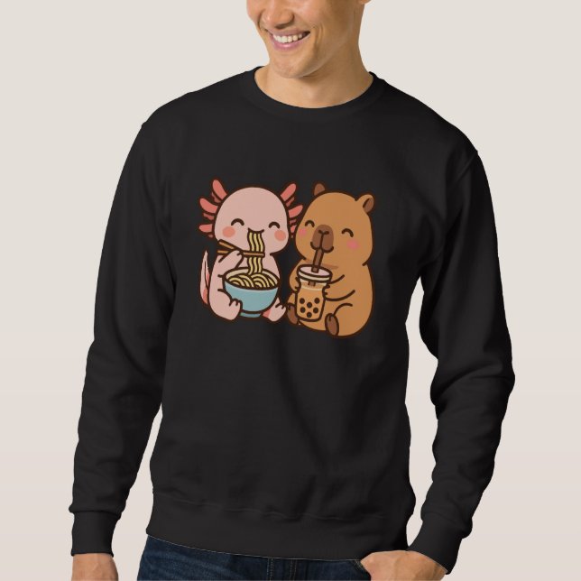 Sudadera Capybara Axolotl Kawaii Kids Anime Boba Tea Ramen (Anverso)