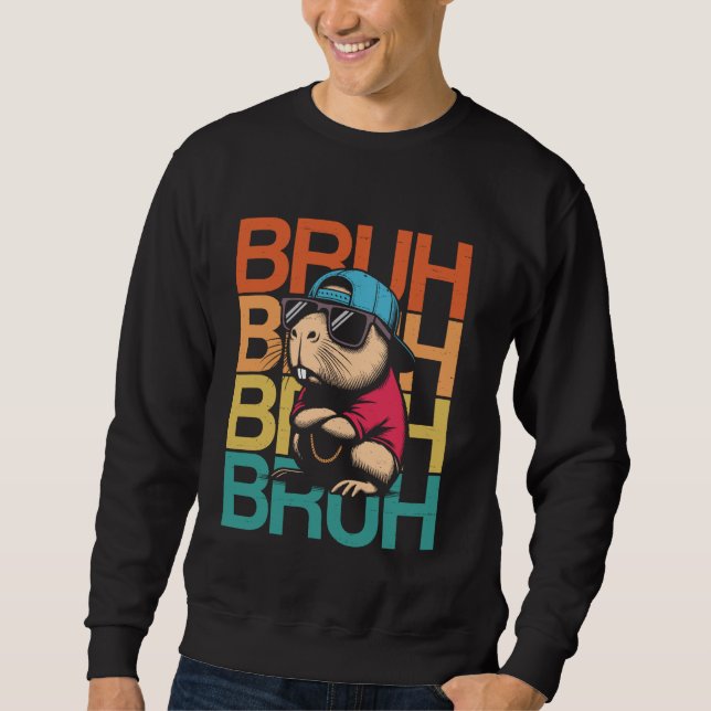 Sudadera Capybara Bruh Funny Capybara Lover Vintage Retro (Anverso)