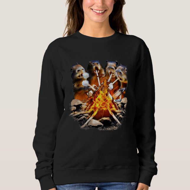 Sudadera Capybara Capybaras Capy Fire Camping (Anverso)