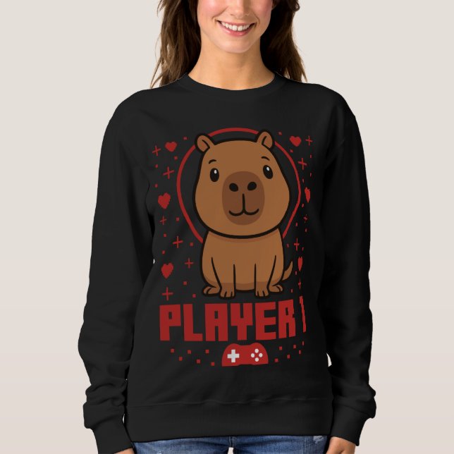 Sudadera Capybara Gamer Couple Capybara Retro Pixel Arcade (Anverso)