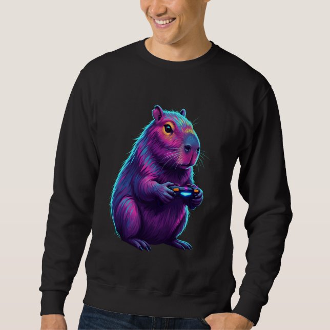 Sudadera Capybara Gaming Video Games Gamer Animal Retro (Anverso)