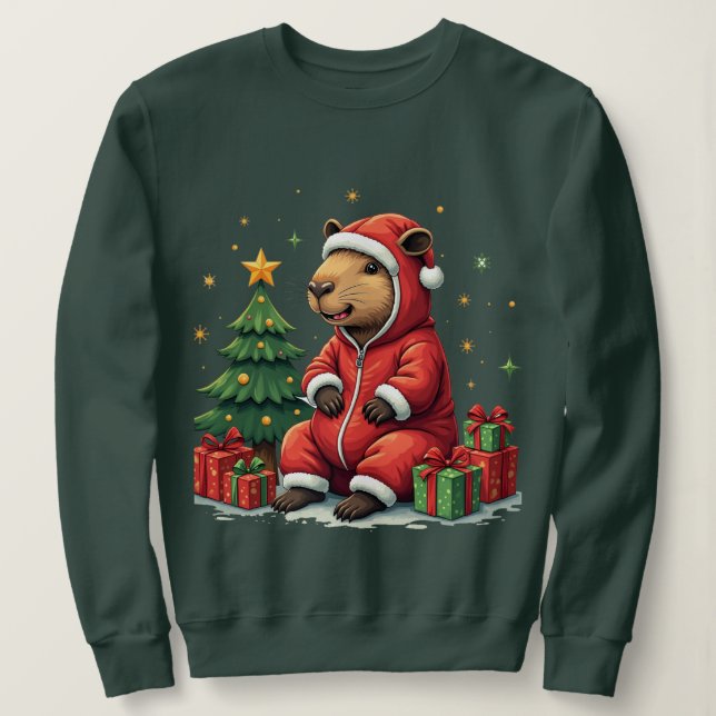 Sudadera Capybara Navidad | Animales de Invierno Festivos C (Anverso del diseño)