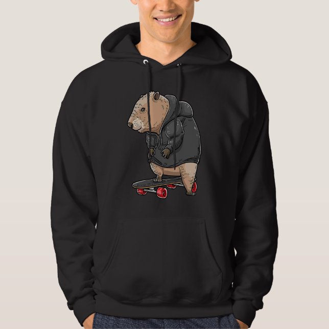 Sudadera Capybara On A Skateboard Rodent Skater Skateboarde (Anverso)