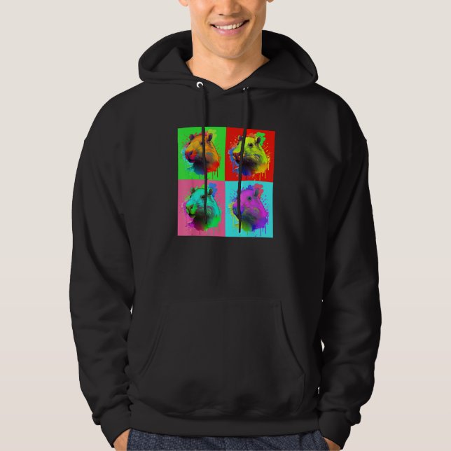 Sudadera Capybara Painted Art Portrait Cute Capybara Lover  (Anverso)