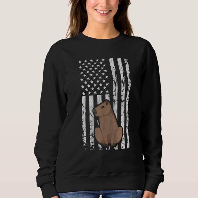 Sudadera Capybara Patriotic American Flag Vintage (Anverso)
