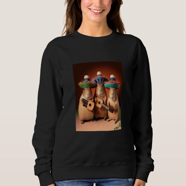 Sudadera Capybara Playing Musical Instruments Cute Capybara (Anverso)