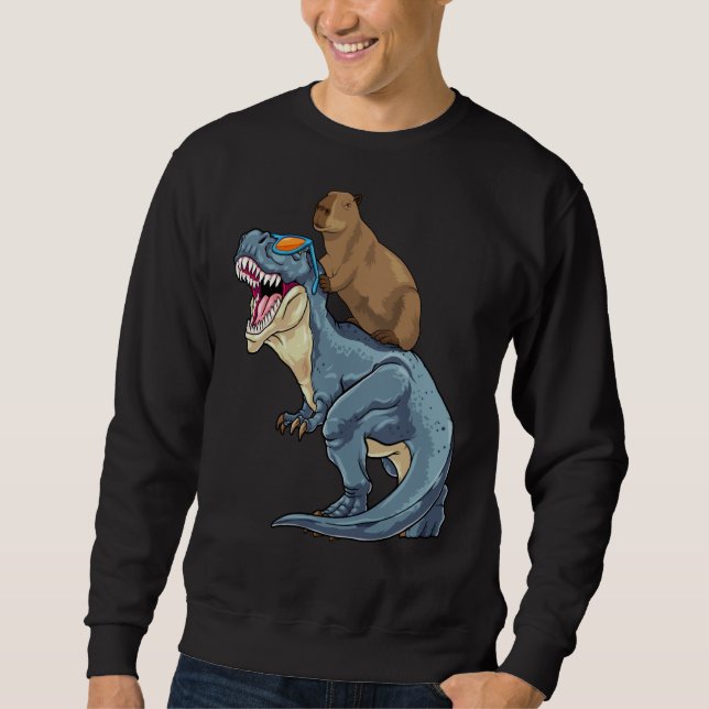 Sudadera Capybara Riding Dinosaur Rex Capibara Dino Rodent  (Anverso)