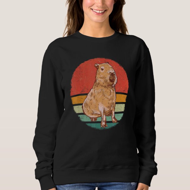 Sudadera Capybara Rodent Animal Retro Sunset (Anverso)
