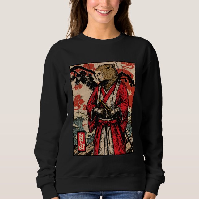 Sudadera Capybara Samurai Japanese Warrior Ukiyo-e Art Anim (Anverso)