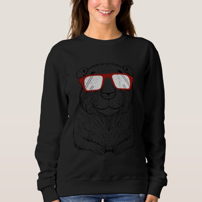 Sudadera Capybara Wearing Red Glasses  Capibara Gnawer (Anverso)