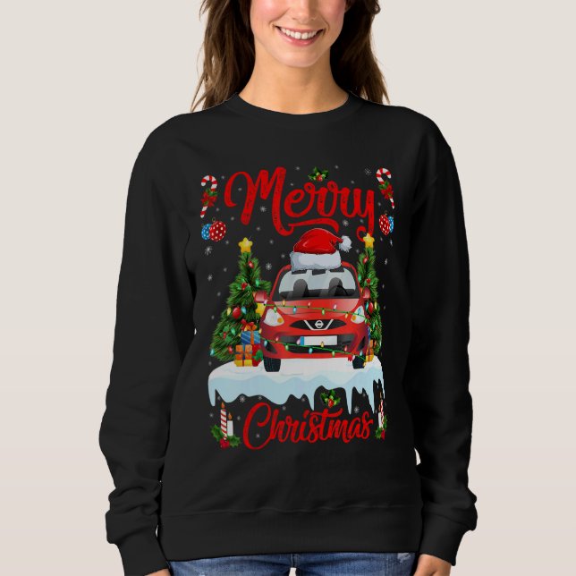 Sudadera Car  Lights Xmas Tree Santa Car Christmas 1 (Anverso)
