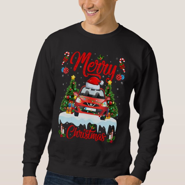 Sudadera Car  Lights Xmas Tree Santa Car Christmas 1 (Anverso)