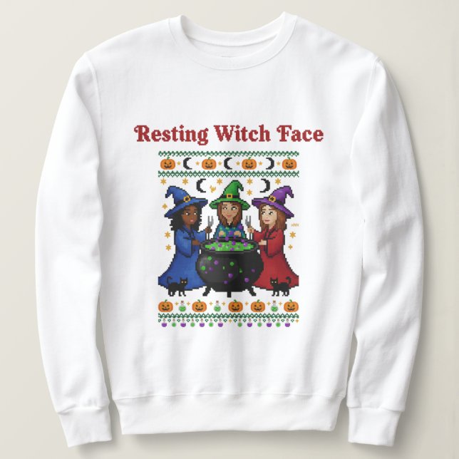 Sudadera Cara de Bruja Descansando (Anverso del diseño)