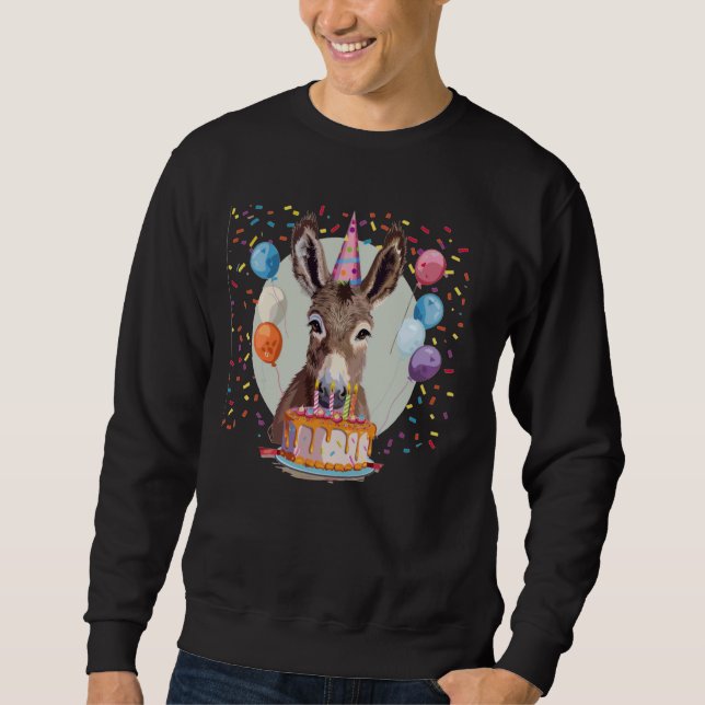 Sudadera Cara de burro con globos de cumpleaños y costum de (Anverso)