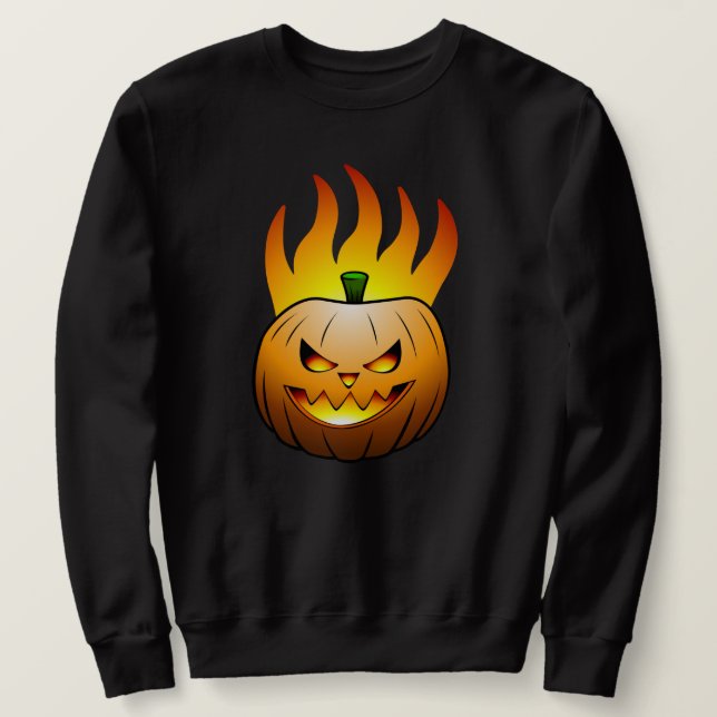 Sudadera Cara de Calabaza de Halloween Ardiente (Anverso del diseño)