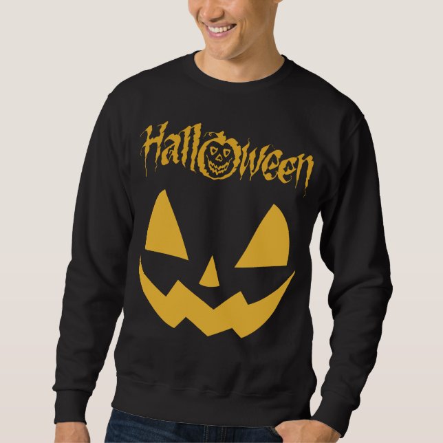 Sudadera Cara de calabaza, Personalizado de Halloween (Anverso)