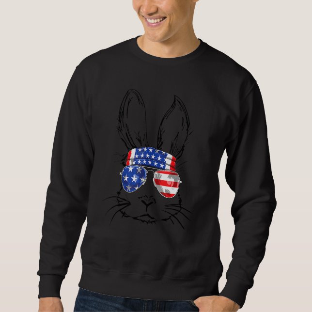 Sudadera Cara de conejito con gafas de sol Bandera América  (Anverso)
