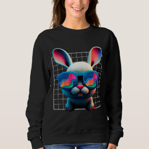 Sudadera Cara de conejo Cool Easter Bunny con gafas Easter