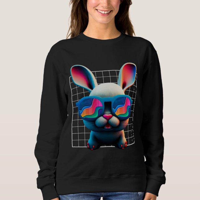 Sudadera Cara de conejo Cool Easter Bunny con gafas Easter  (Anverso)