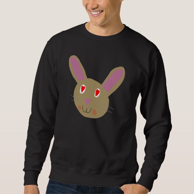 Sudadera Cara de conejo kawaii con ojos de corazón (Anverso)