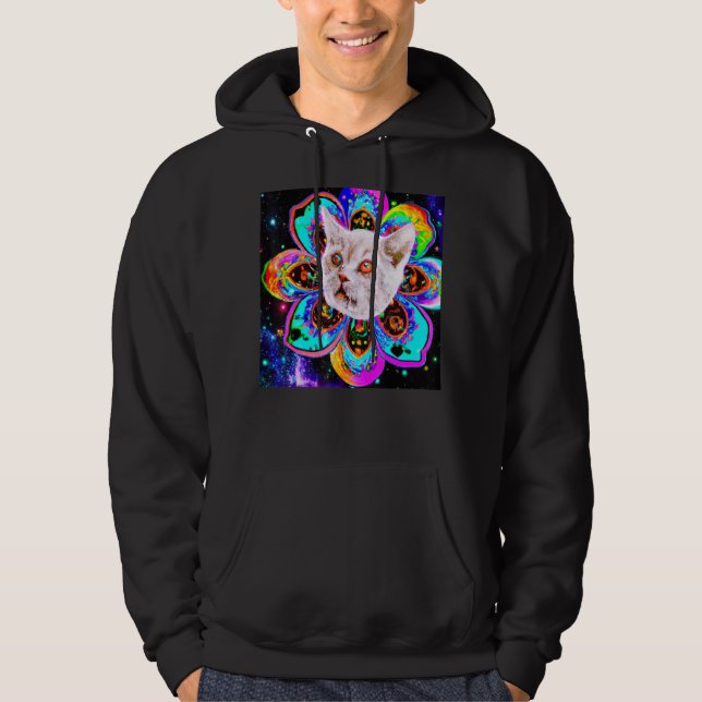 Sudadera Cara de gato flor de arte de chismes (Anverso)