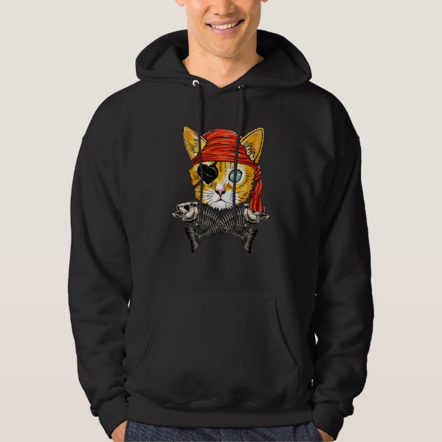Sudadera Cara de gato pirata, joder, Roger Flag Halloween C (Anverso)