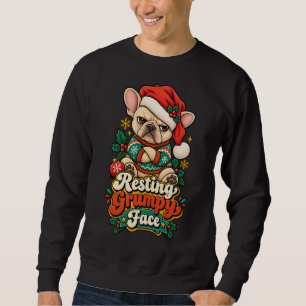 Sudadera Cara de gruñón descansando Bulldog Francés Navidad
