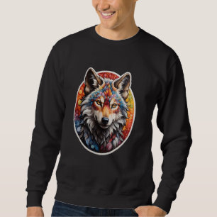 Sudadera Cara de Lobo de Arte Pop - Base natural con color