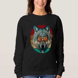 Sudadera Cara de lobo vintage Fauna animal retro estilo de