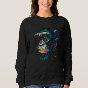 Sudadera Cara de mono chimpancé colorido animal de bosque s