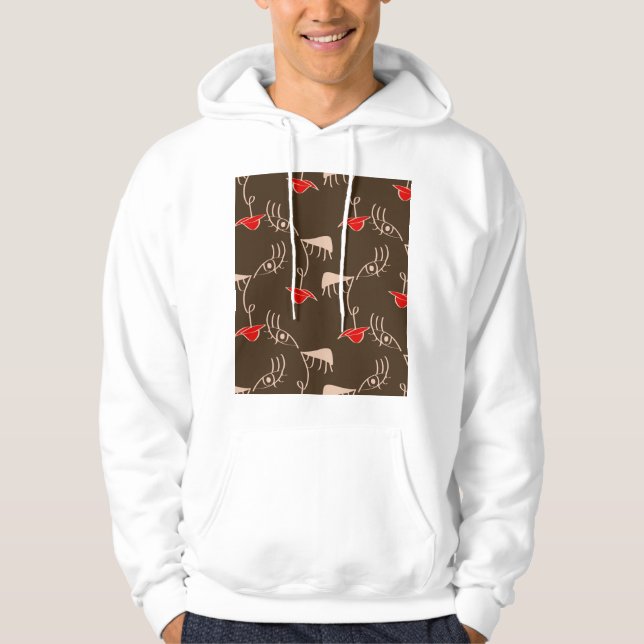 Sudadera Cara de mujer de una línea: patrón abstracto. (Anverso)