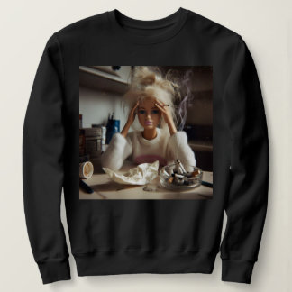 Sudadera Cara de muñeca meme divertida angustiado fumando s