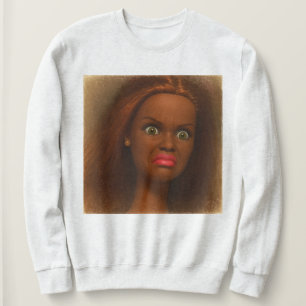 Sudadera Cara de muñeca Meme divertida asquerosa Piel moren