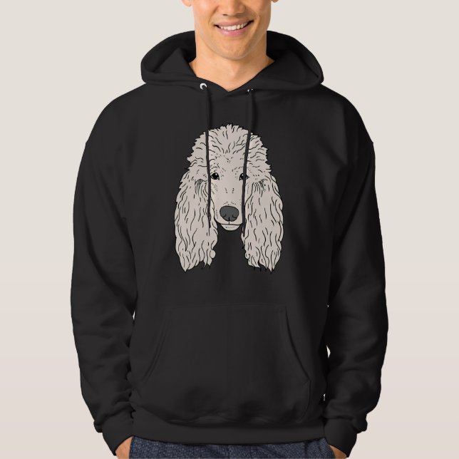 Sudadera Cara de perro de caniche dibujada pieles blancos (Anverso)