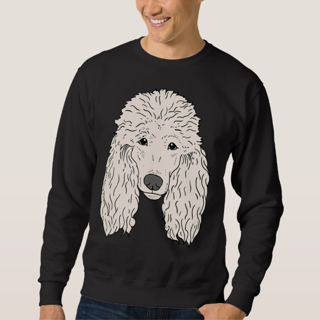 Sudadera Cara de perro de caniche dibujada pieles blancos (Anverso)