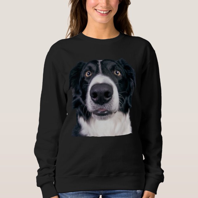 Sudadera Cara de perro negra y blanca (Anverso)