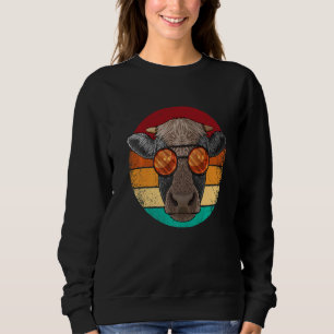 Sudadera Cara de vaca vintage fauna retro animal de granja