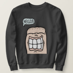 Sudadera Cara divertida dice hola sonrisa grande caricatura