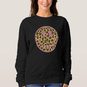 Sudadera Cara Feliz de Leopardo Retro   Sonrisa Años 70 80 