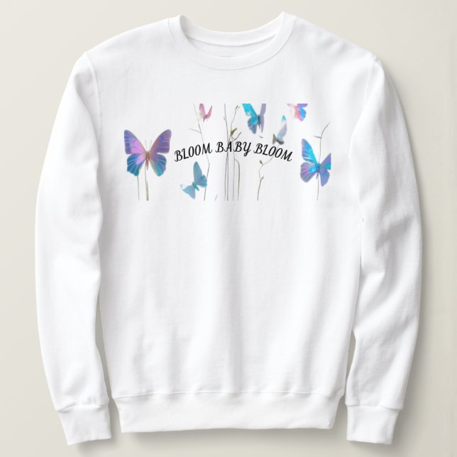 Sudadera Cara floral - Hermosa mujer y flores dividen el ar (Anverso del diseño)