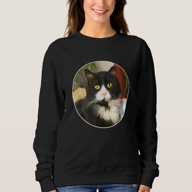 Sudadera Cara Fluffy Tuxedo Cat (Anverso)