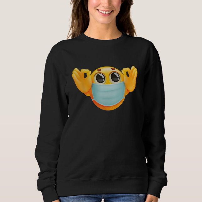 Sudadera Cara Máscara Médica Vestir Máscara Ok Rótulo Meme  (Anverso)