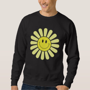 Sudadera Cara sonriente amarilla de los 70 Flor Feliz Paz S