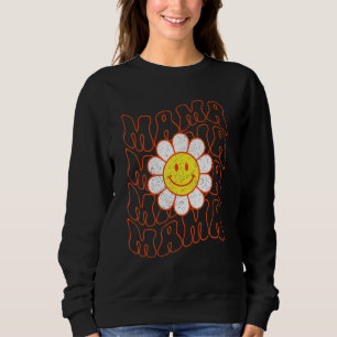 Sudadera Cara sonriente de flor de Daisy Mama Retro Groovy 