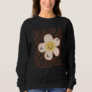 Sudadera Cara sonriente flor de margarita feliz retro mamá