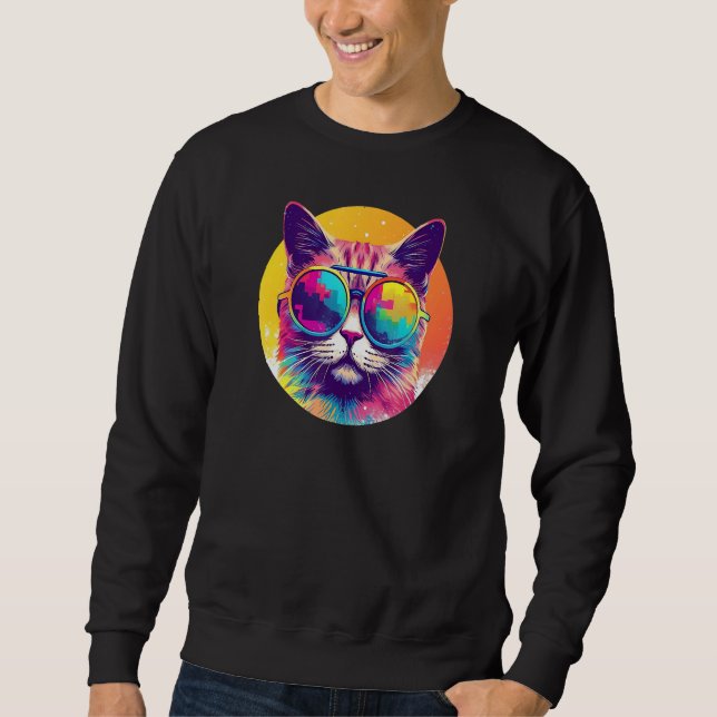 Sudadera Caracat Cat Wearing Sunglasses Retro (Anverso)