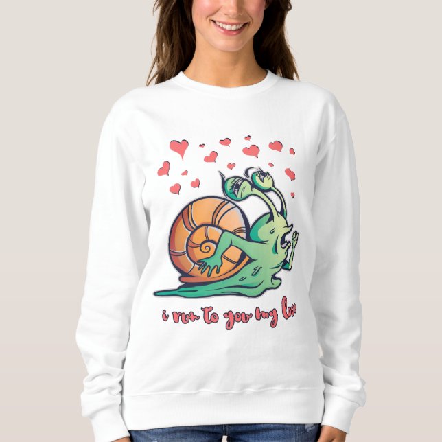 Sudadera Caracol Divertido de San Valentín Corriendo (Anverso)